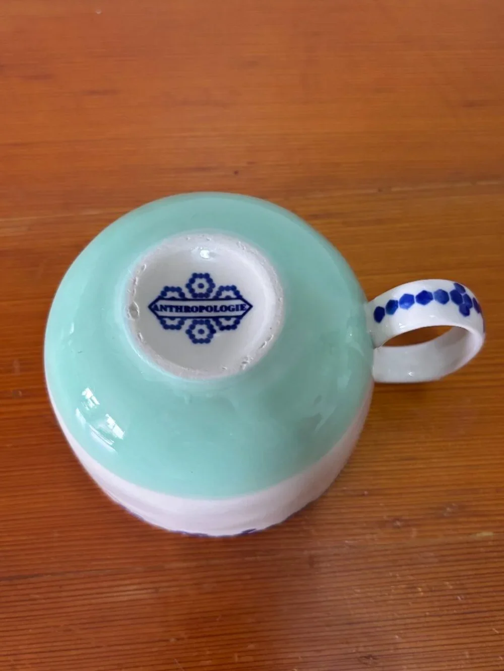 Anthropologie Bistro Tile Bonjour Bowl Style Coffee Cup